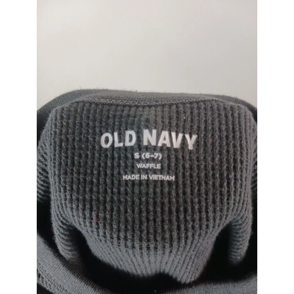 Old Navy Waffle Knit Shirt Boys Size Small 6-7 Dark Gray Long Sleeve